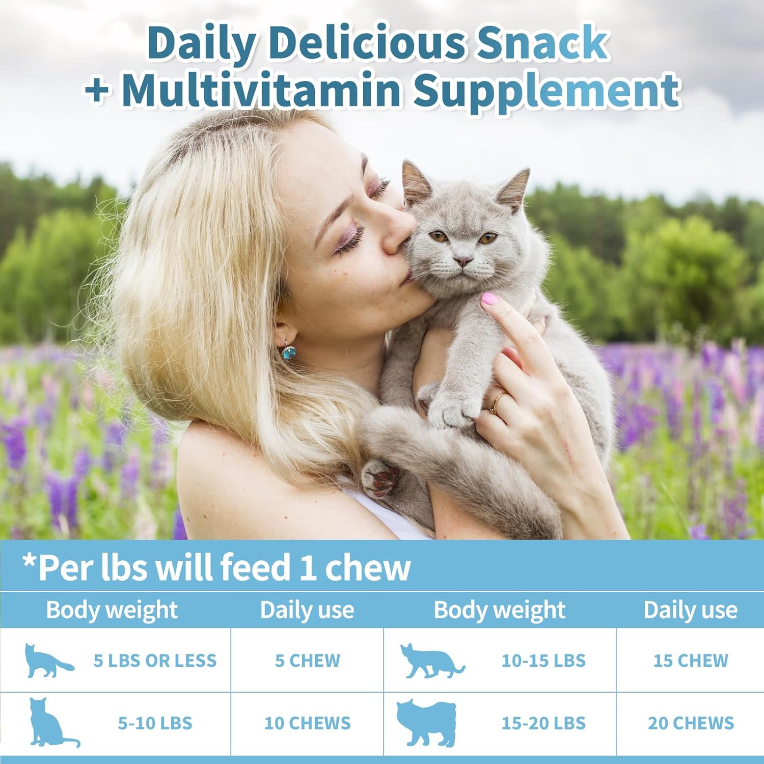 Cudory Taurine for Cats vitamin treats, crunchy cat multivitamin snacks in a 90-day supply, suitable for overall feline health.