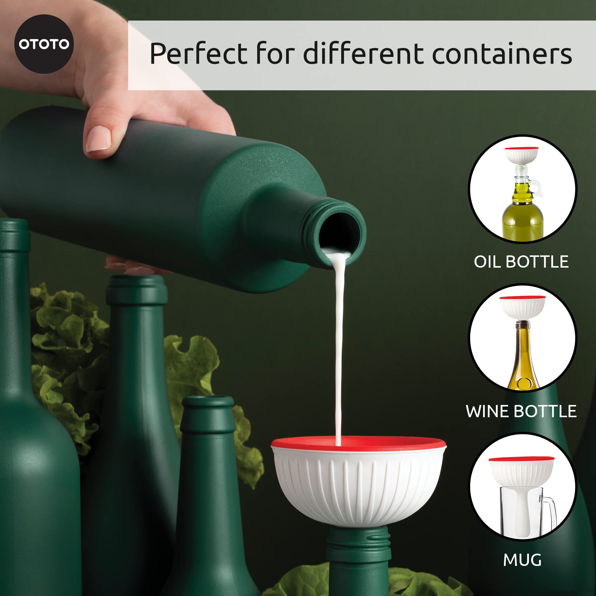 OTOTO Mushroom - Foldable Small Kitchen Funnel with Wide Mouth for Jar - View 5
