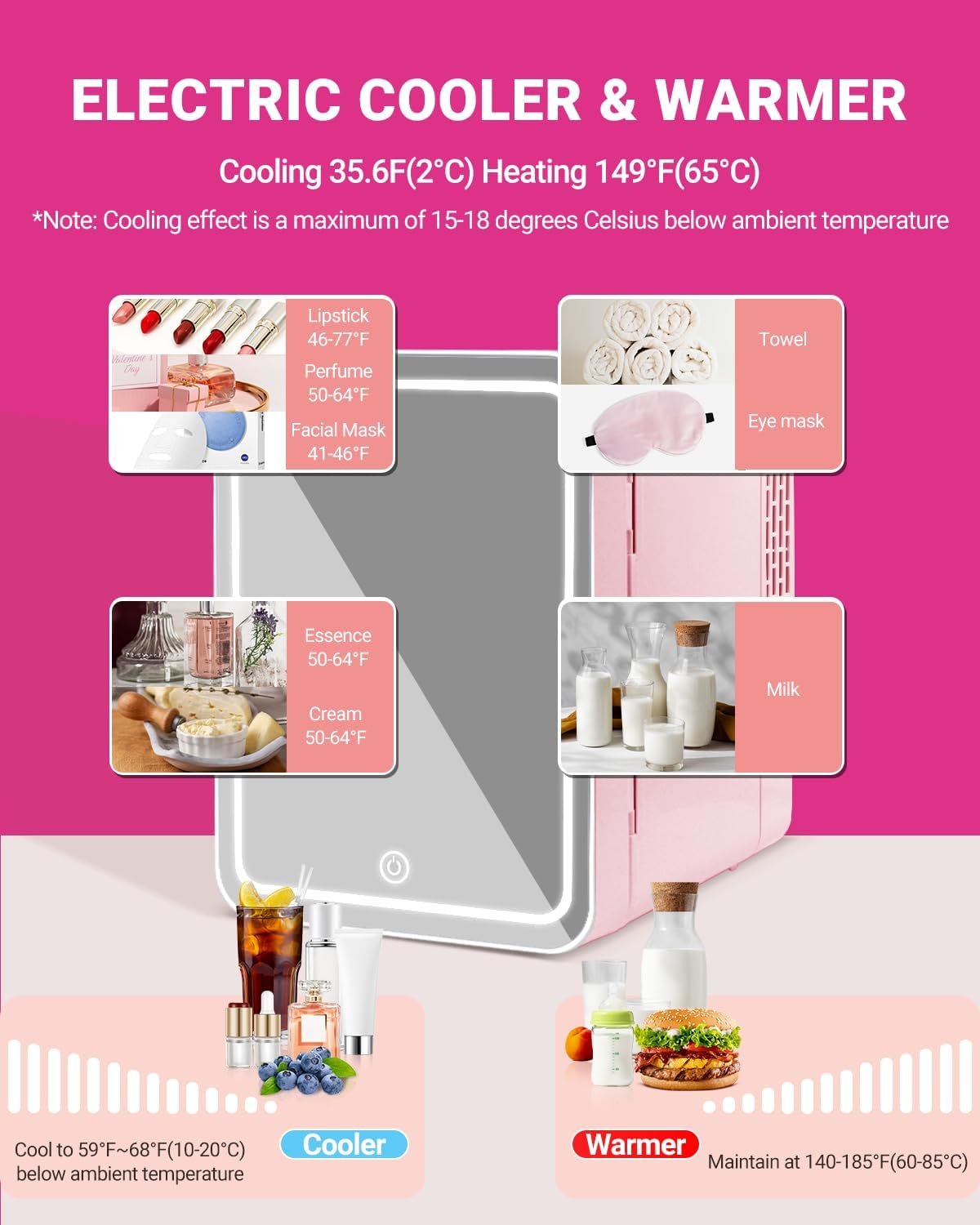 4 Liter Pink Portable Mini Fridge for Skincare Beauty - NISHCON Official Imagery - 3