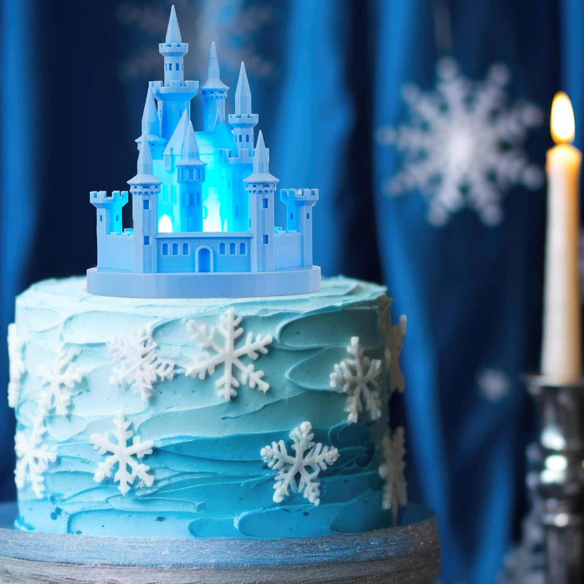 4 8 3D Princess Castle Cake Topper with Nightlight Blue - Baquler Official Imagery - 1