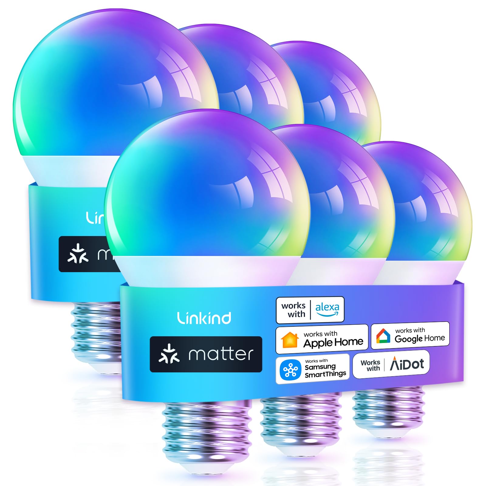 Linkind Matter Smart Light Bulbs, Work with Apple Home, Alexa, Siri, Google - Linkind Official Product View 1