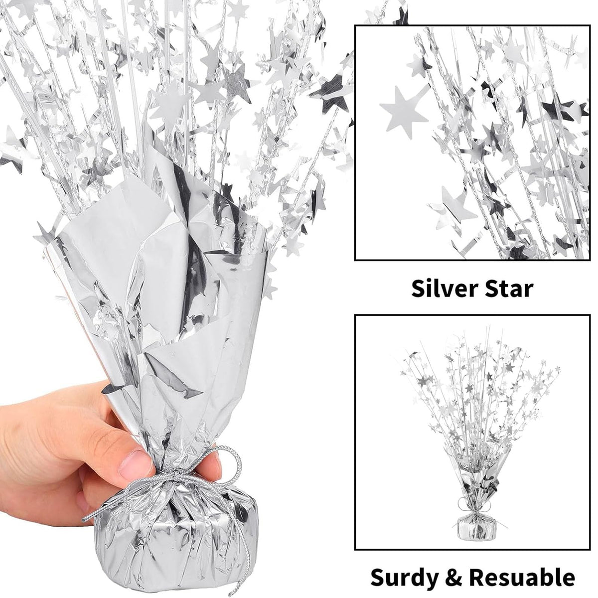 Tim Lin 6 Pack Metallic Foil Spray Table Centerpiece Silver - Tim&Lin Official Imagery - 4