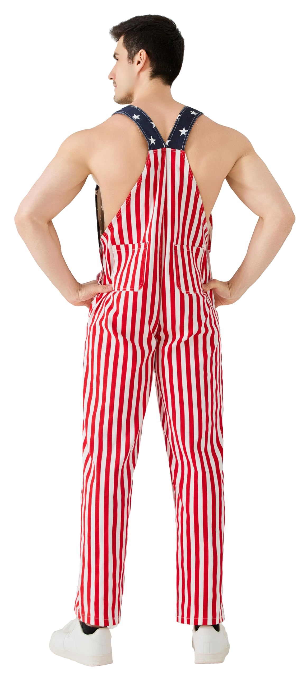 American Flag Overalls for Men USA Stars Stripes Bib - Maxim Party Supplies Official Imagery - 4