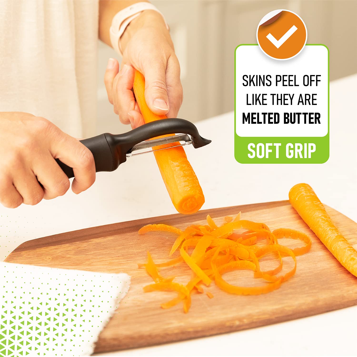 Spring Chef Swivel Vegetable Peeler for Kitchen w/Soft Grip Handl by Spring Chef - Angle View 7