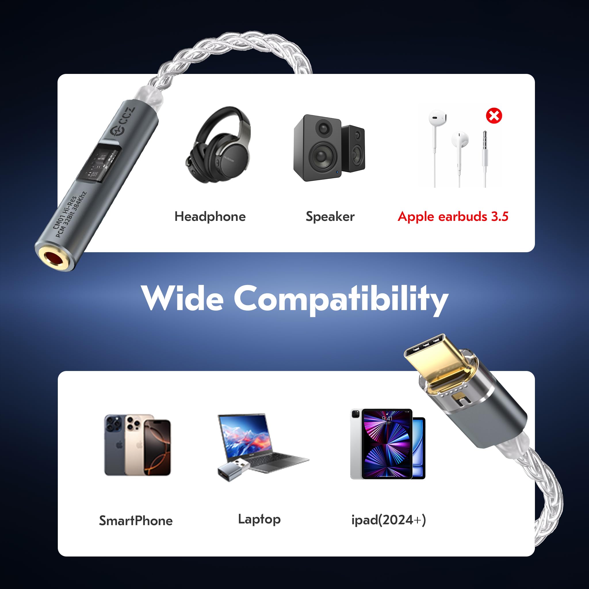 KB EAR 2026 Latest USB C DAC Audio Adapter with Headphone Amplifi by KB EAR - Angle View 5