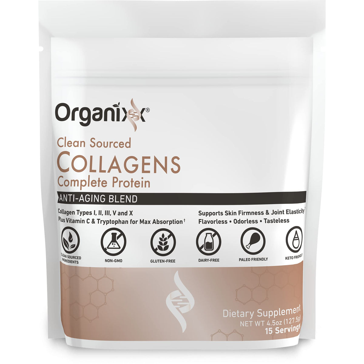 Organixx Clean Sourced Collagen Peptides 5 Types 30 Servings - Organixx Official Imagery - 2