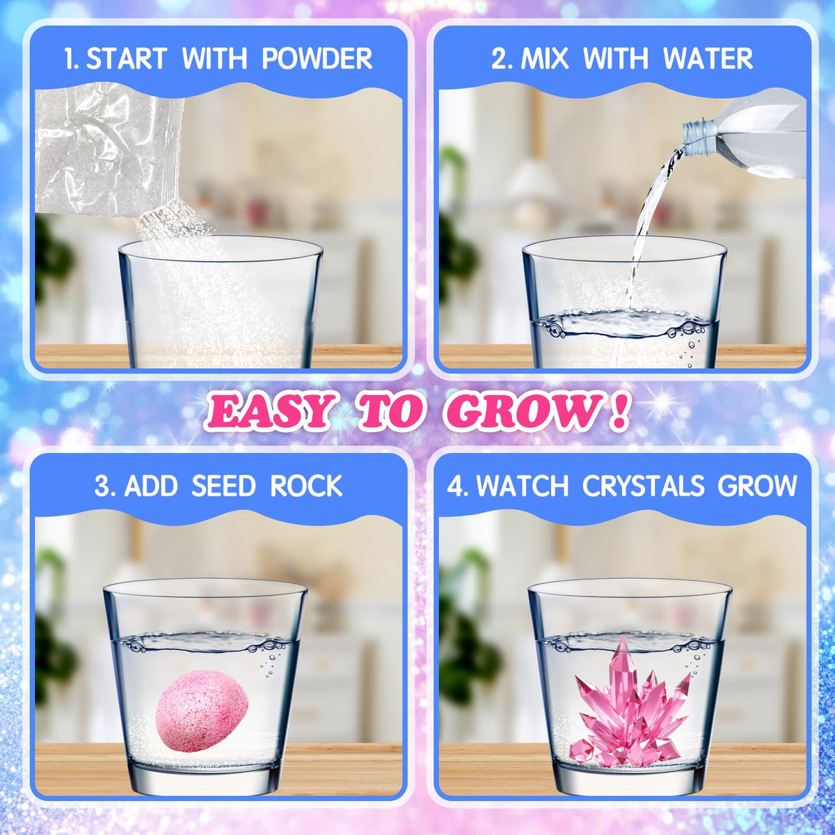 24 Pack Crystal Growing Kit Science Party Favors for Kids - Seivhat Official Imagery - 5