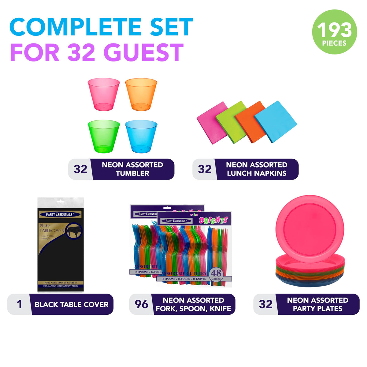 Party Essentials Disposable Plastic Glow in the Dark Party - Party Essentials Official Imagery - 7