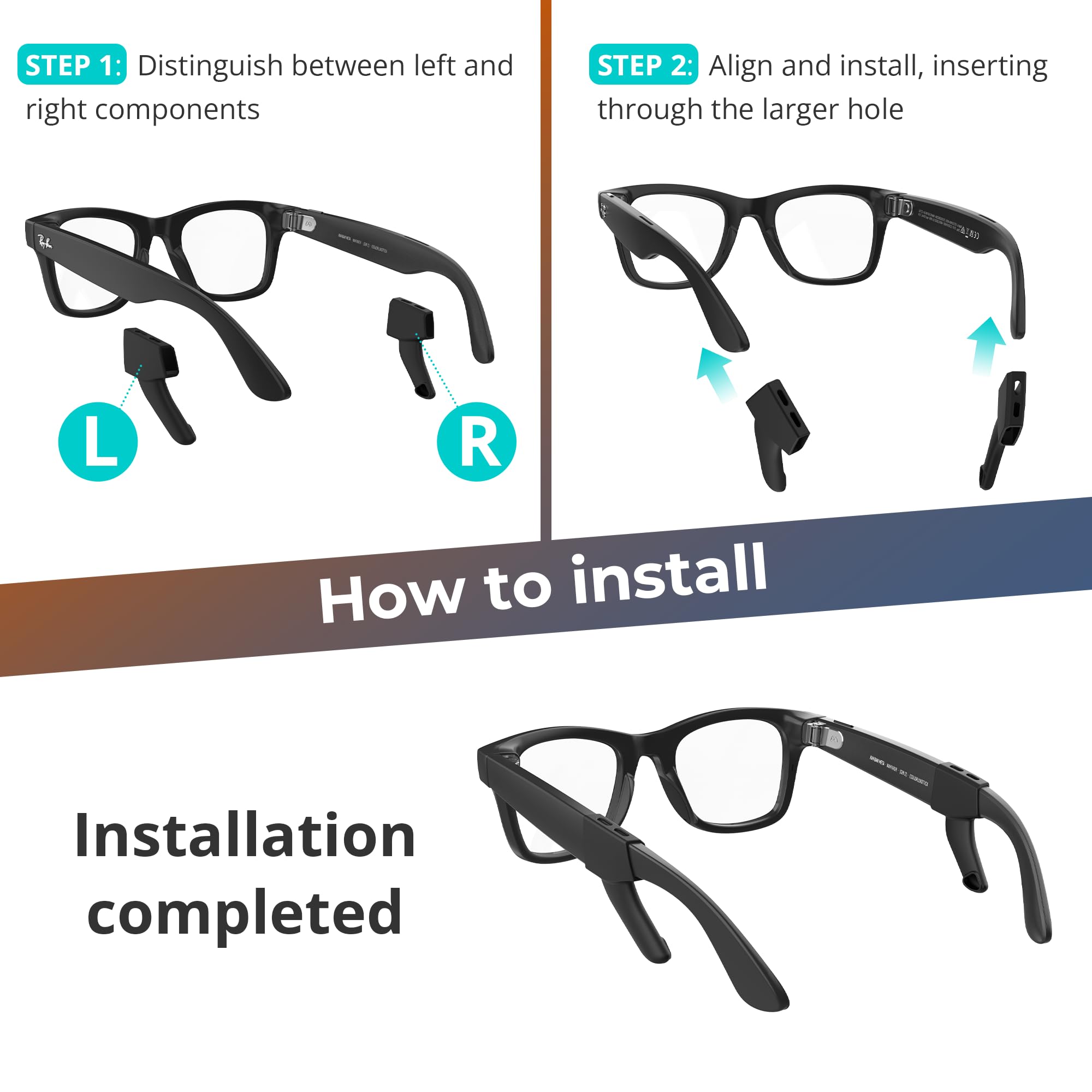 HIBLOKS Voice Privacy Ear Tips for Ray-Ban Meta Smart Glasses Acc by HIBLOKS - Angle View 7