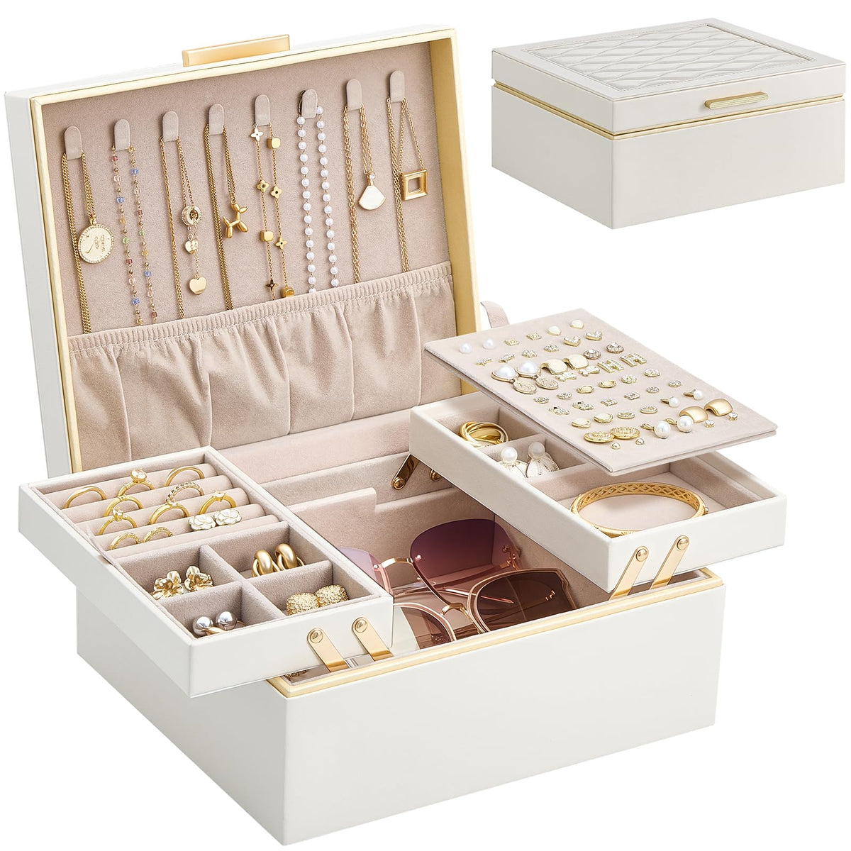 Lolalet Jewelry Box for Women Girls 2 Layer Jewelry - Lolalet Official Imagery - 2