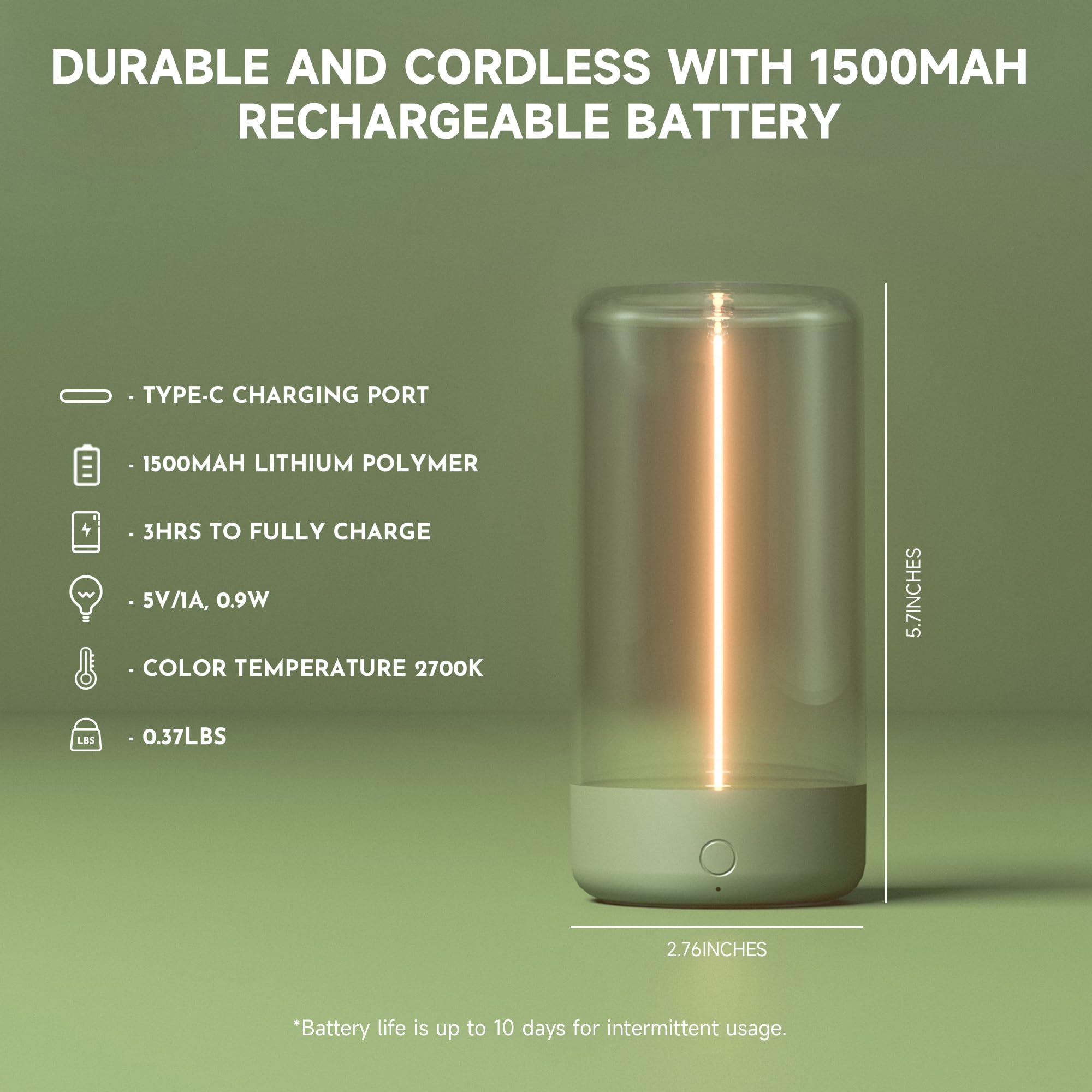 AUGE LIGHT Mini Minimalist Table Lamp, Cordless Lamp, Rechargeable Lam - View 6