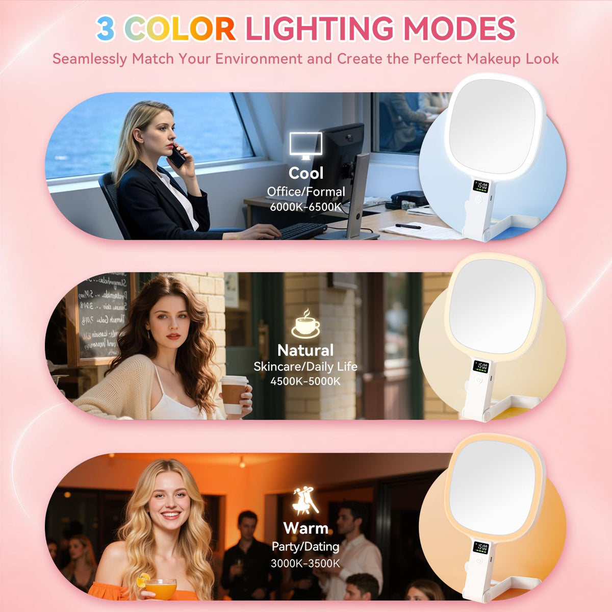 Auxmir 30X 1X Travel Makeup Mirror with Lights LED Display 3 - Auxmir Official Imagery - 5