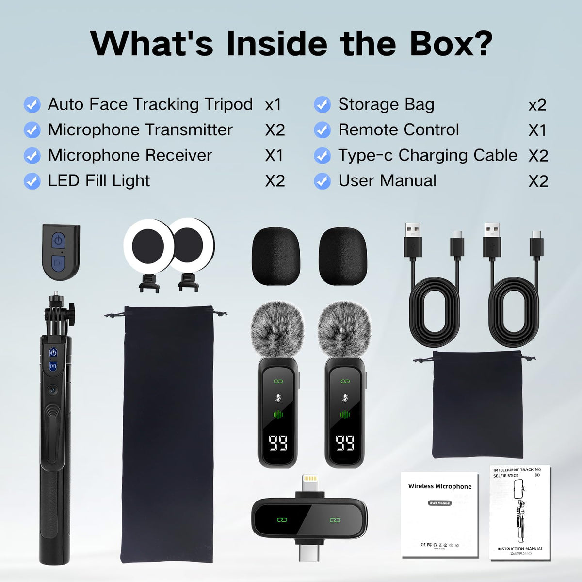 Vlogging Kit for iPhone Android Phone Tripod with Light and - HUGSEE Official Imagery - 7