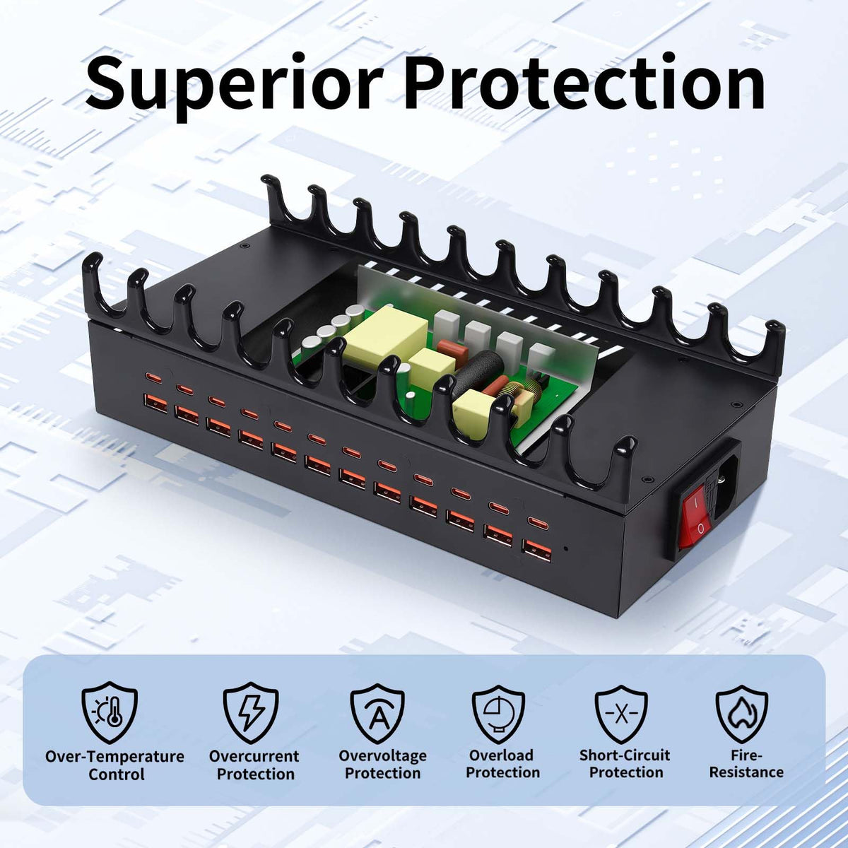 24 Ports 300W Charging Station for Multiple Devices with 10 - Yoodarmx Official Imagery - 5