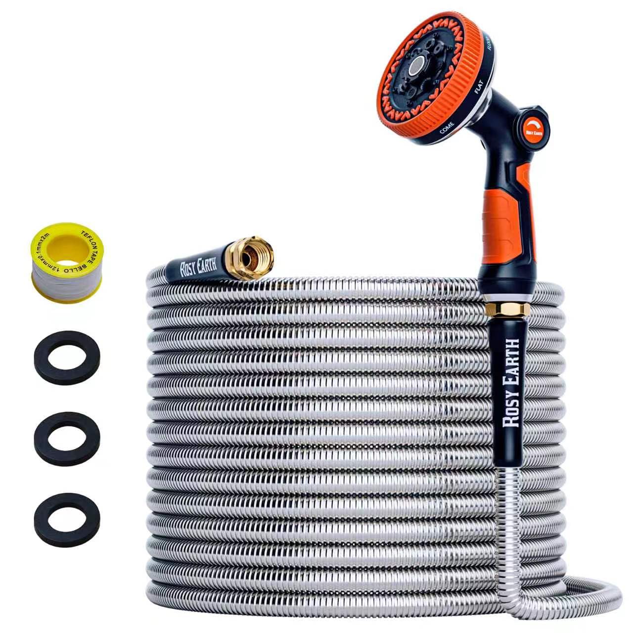 Rosy Earth 100ft Stainless Steel Garden Hose, Heavy Duty Metal Wa - Rosy Earth Official Product View 9