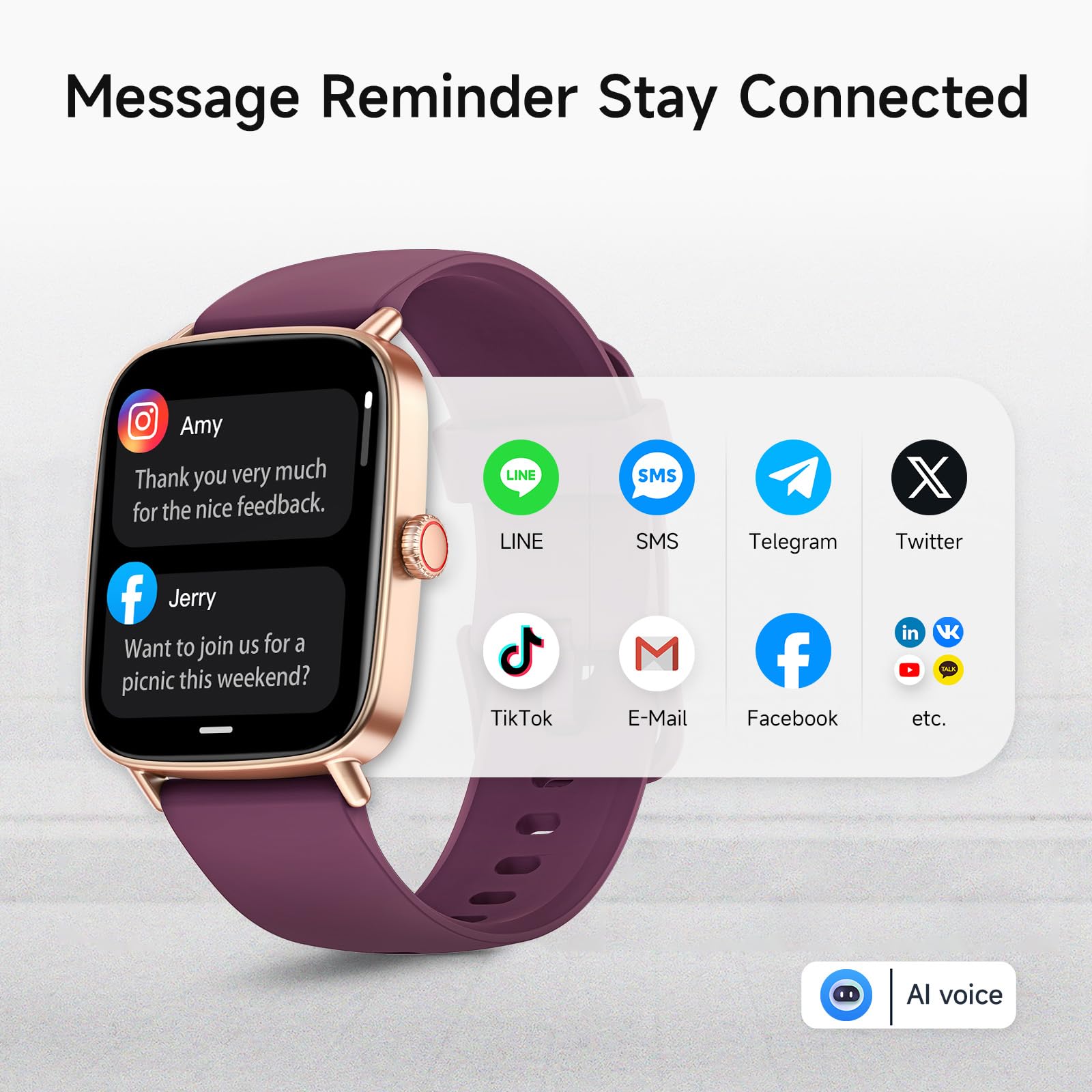 aeac Smart Watch for Women, 1.85" HD Smartwatch Compatible iPhone/Sams - View 2