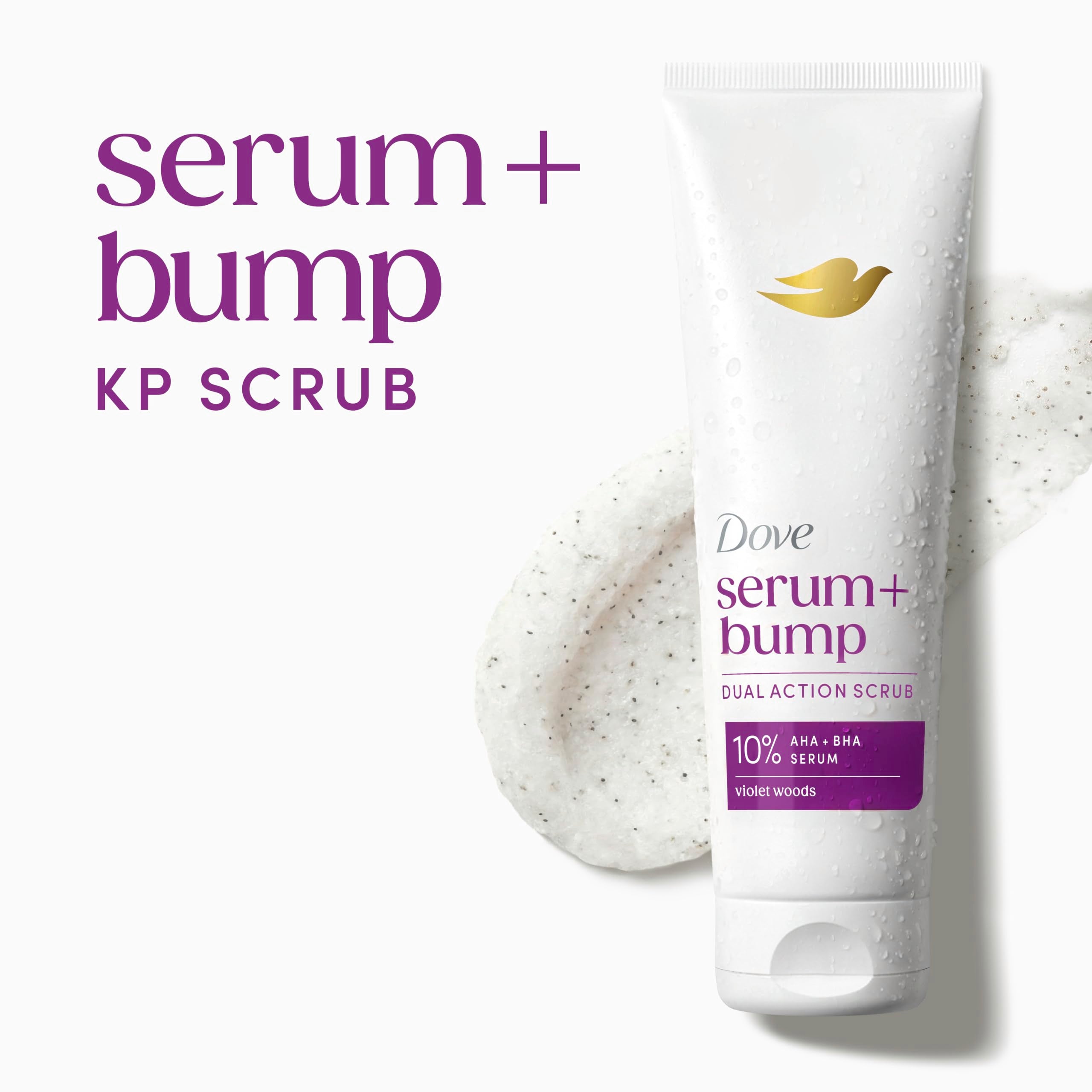 Dove KP Bump Body Scrub with 10% AHA & BHA For Rough Bumpy Skin, Violet Woods - Dove Official Product View 10