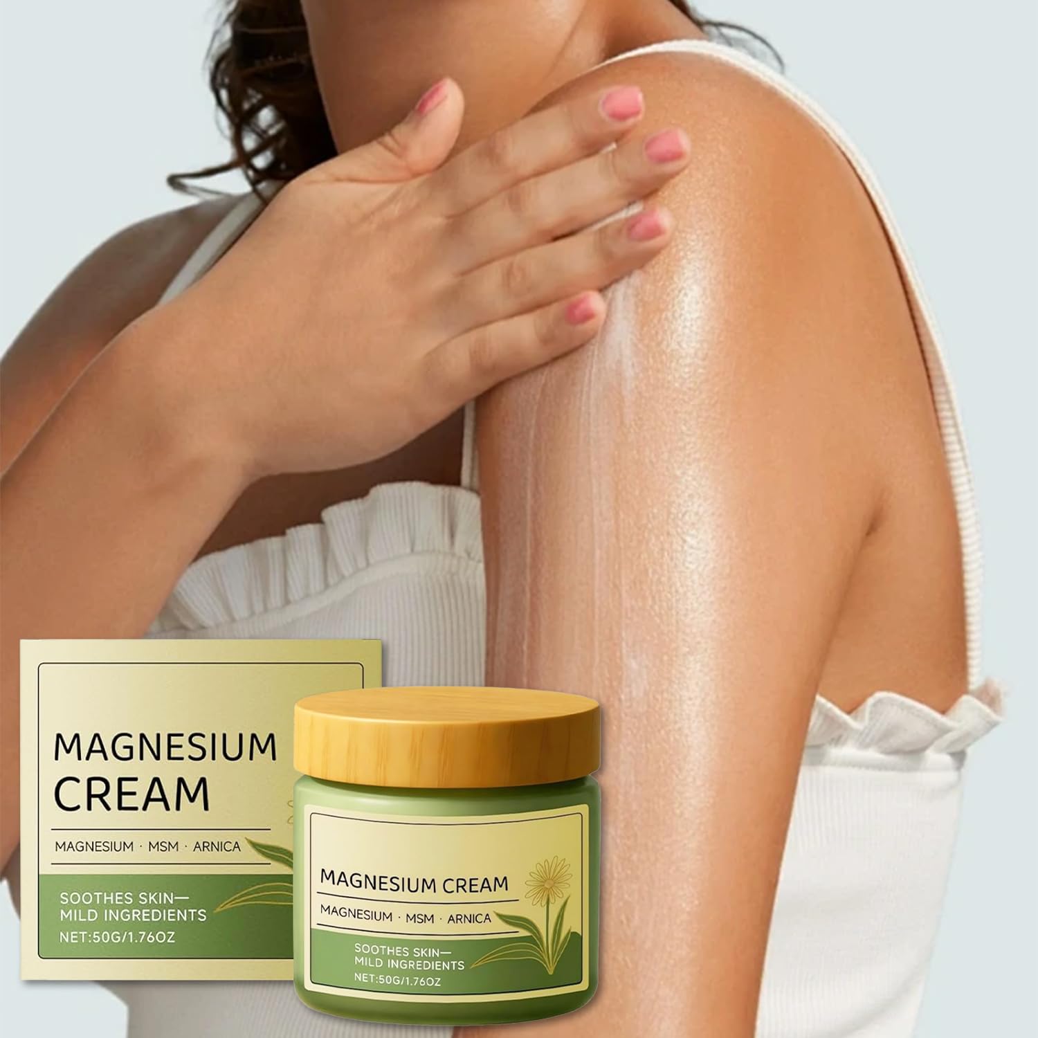 GENTERUN Magnesium Cream with MSM and arnica, 2-pack, skin moisturizer for soothing and hydrating skin care.