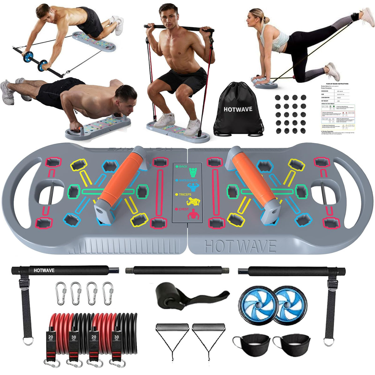 Push Up Board Portable PushUp Board Foldable 20 in 1 Push Up - HOTWAVE Official Imagery - 2