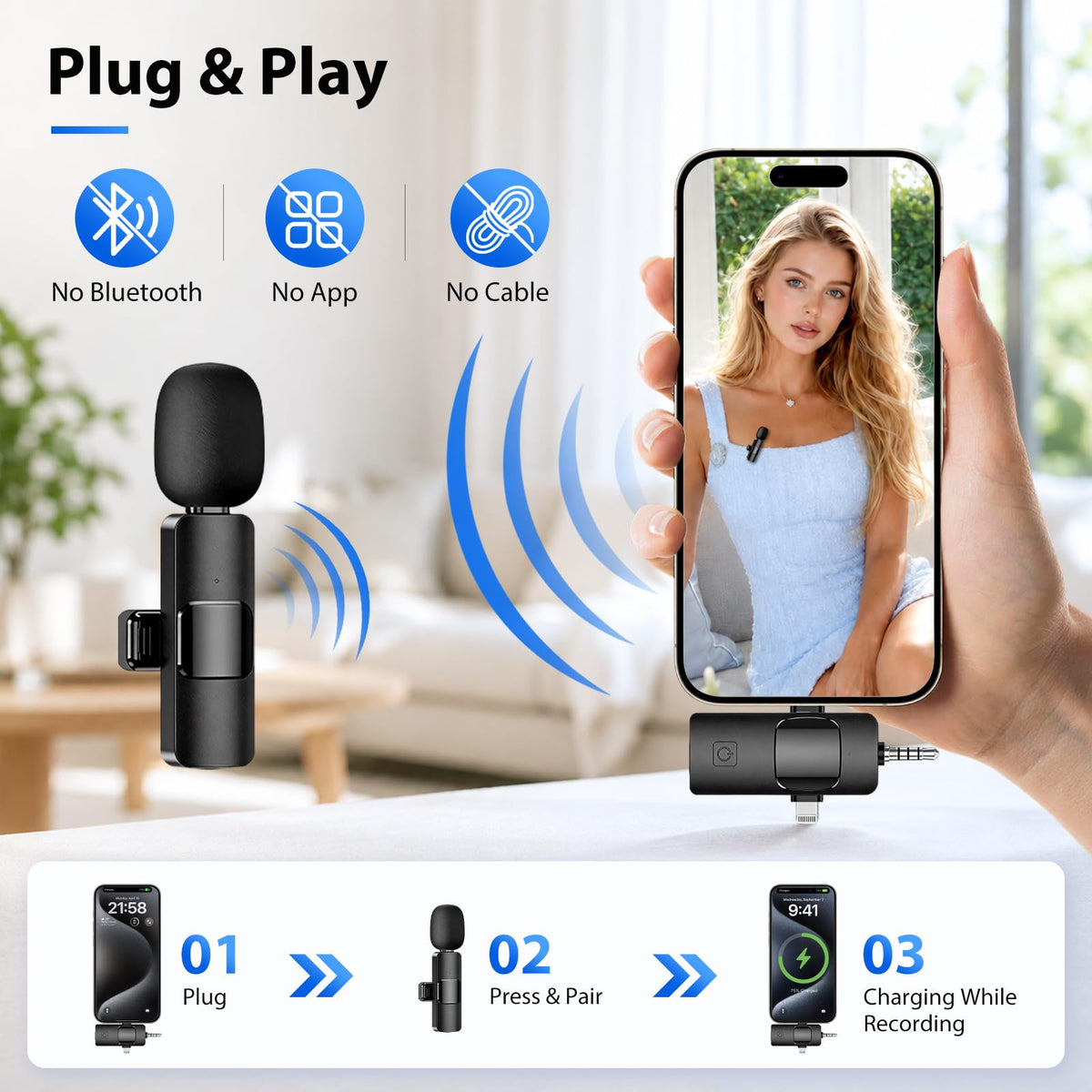 UBeesize Vlogging Kit for iPhone Android with Wireless Mic - UBeesize Official Imagery - 3