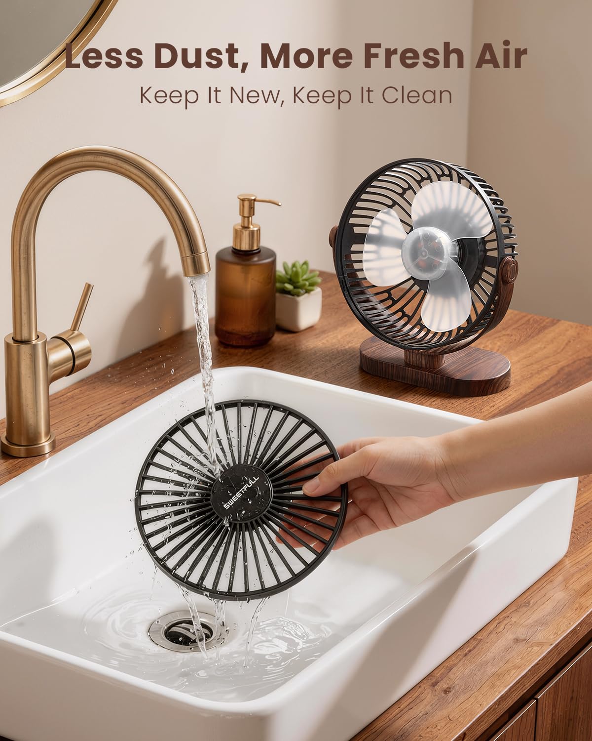 SWEETFULL Small USB Desk Fan, Desktop Table Fan, Quiet Office Min by SWEETFULL - Angle View 4