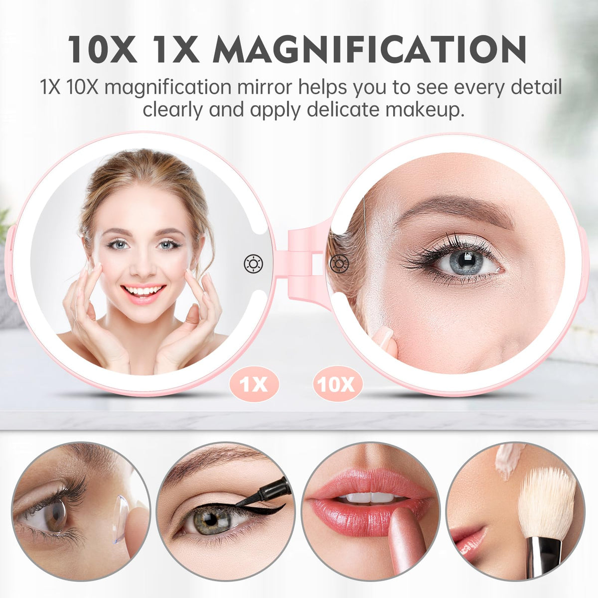 FUNTOUCH 7 Rechargeable Travel Makeup Mirror 10X Magnifying - FUNTOUCH Official Imagery - 5