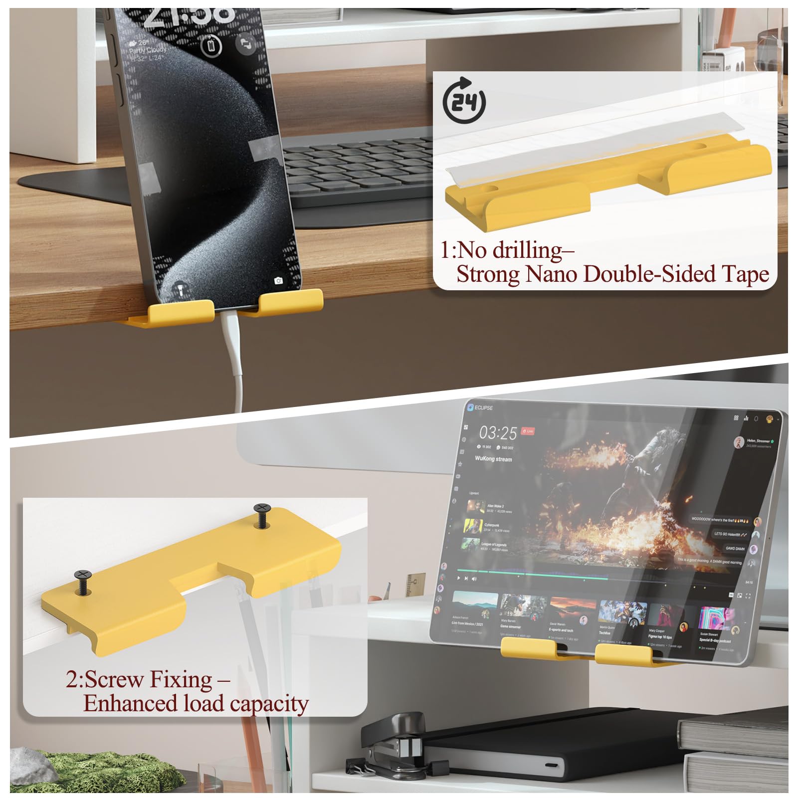 TEAMIX Adhesive Phone Stand with Charging Hole