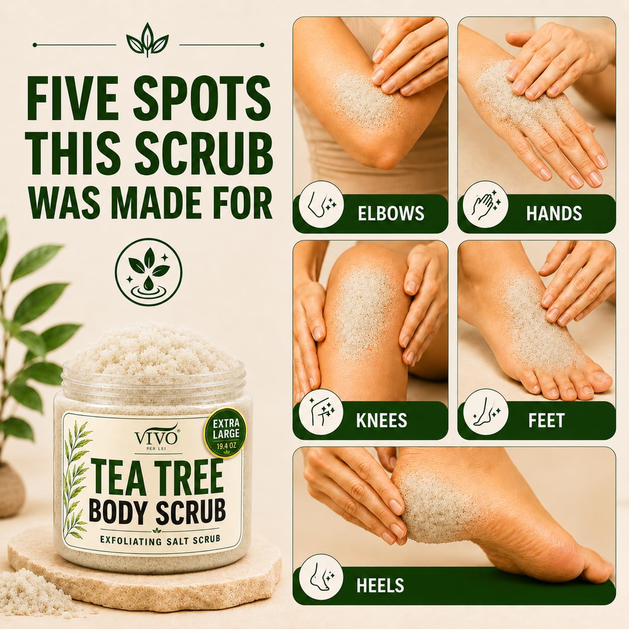 Vivo Per Lei Tea Tree Body Scrub - Extra Large Size 19 - Vivo Per Lei Official Product View 9