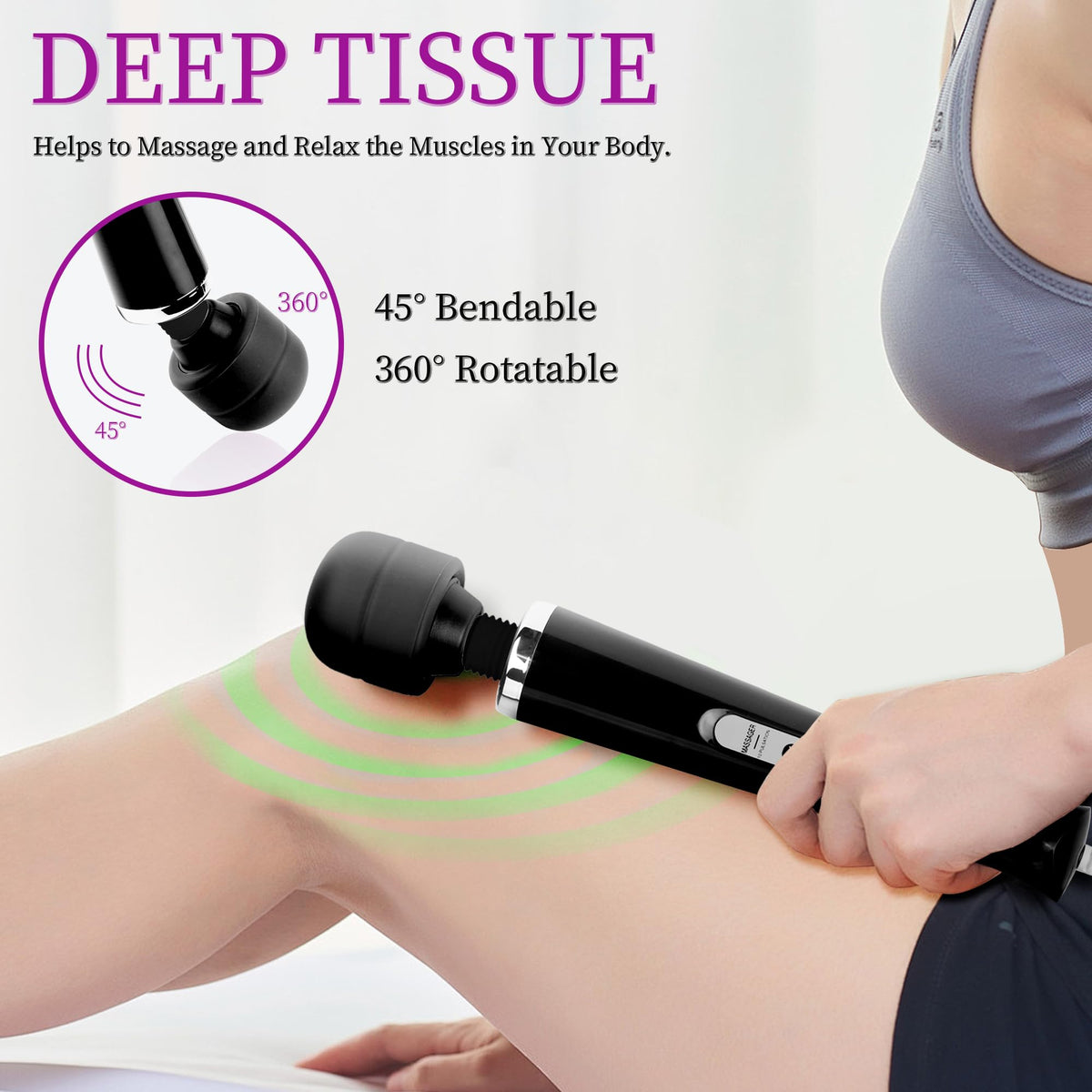 Wired Wand Massager for Women 10 Speed Electric Handheld - VZVJTR Official Imagery - 3