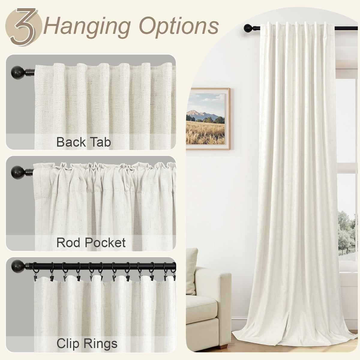 100 Blackout Curtains 84 Inch Length 2 Panels Set Neutral - Pitalk Official Imagery - 7