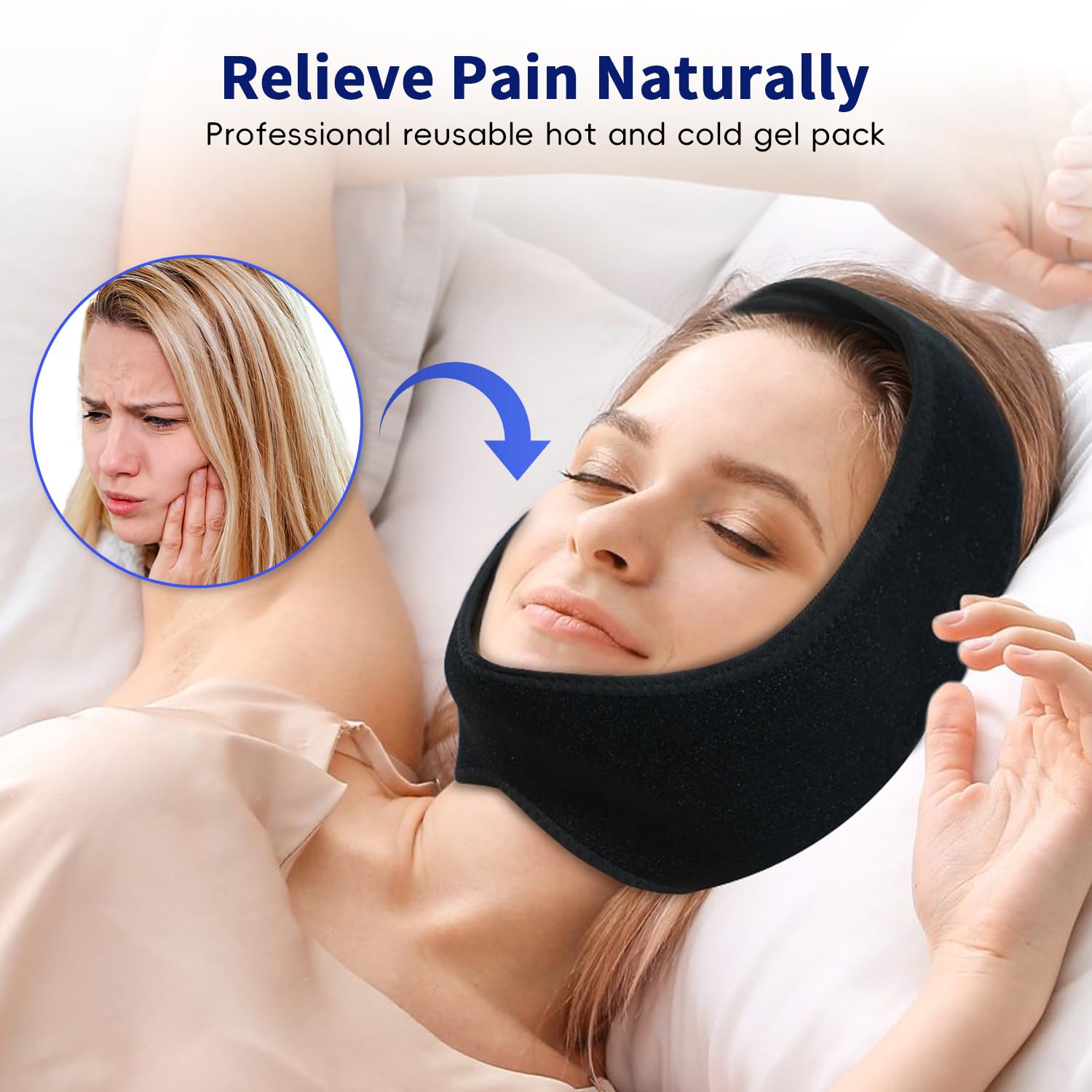 CONBELLA Wisdom Teeth Ice Pack Wrap for hot and cold therapy, therapeutic thermal compress for dental pain relief.