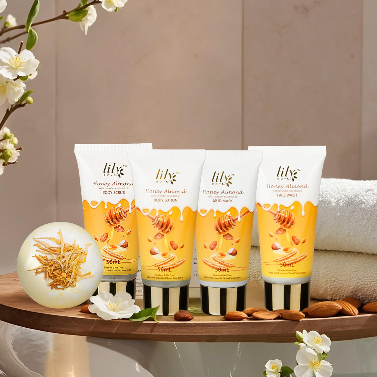 21Pcs Spa Gifts Set Moisturizing Almond Spa Gift Baskets for - LILY ROY Official Imagery - 8