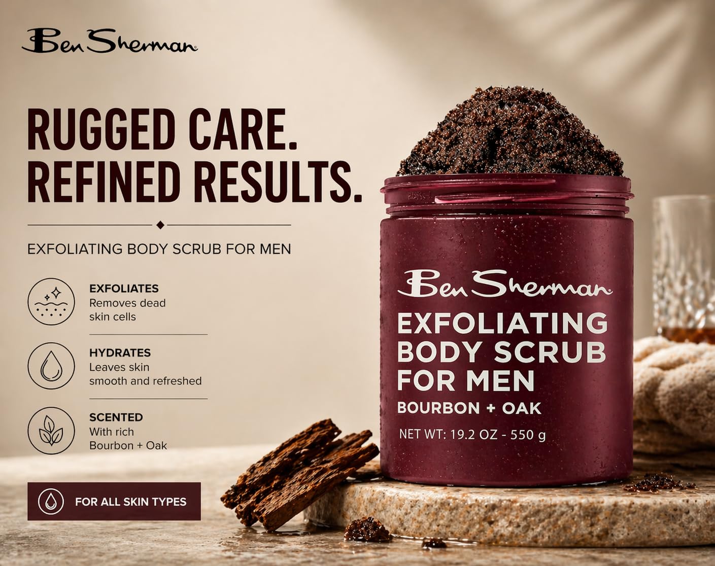 Ben Sherman Exfoliating Body Scrub with Shea Butter Vitamin A and C, - Ben Sherman Official Product View 6