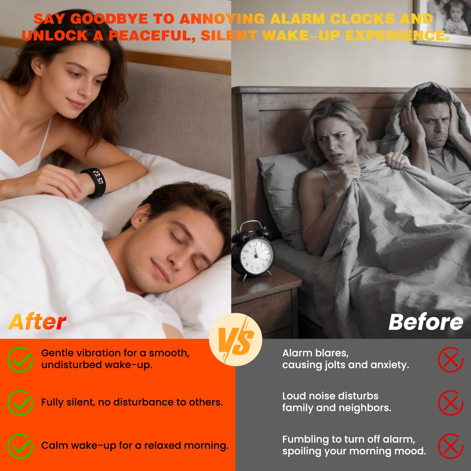 NLCCLTQ Effective Alarm Clocks for Deep Sleepers Extremely Vibrating W - View 6