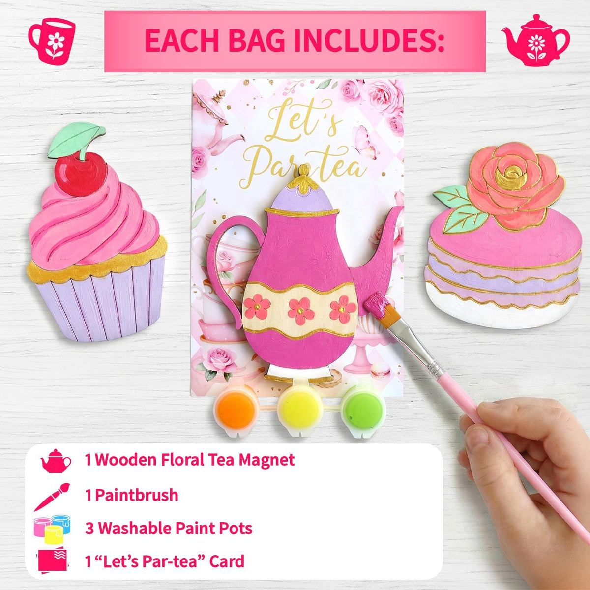 12 Pack Tea Party Favors for Girls Floral Themed DIY Wooden - Moltby Official Imagery - 4