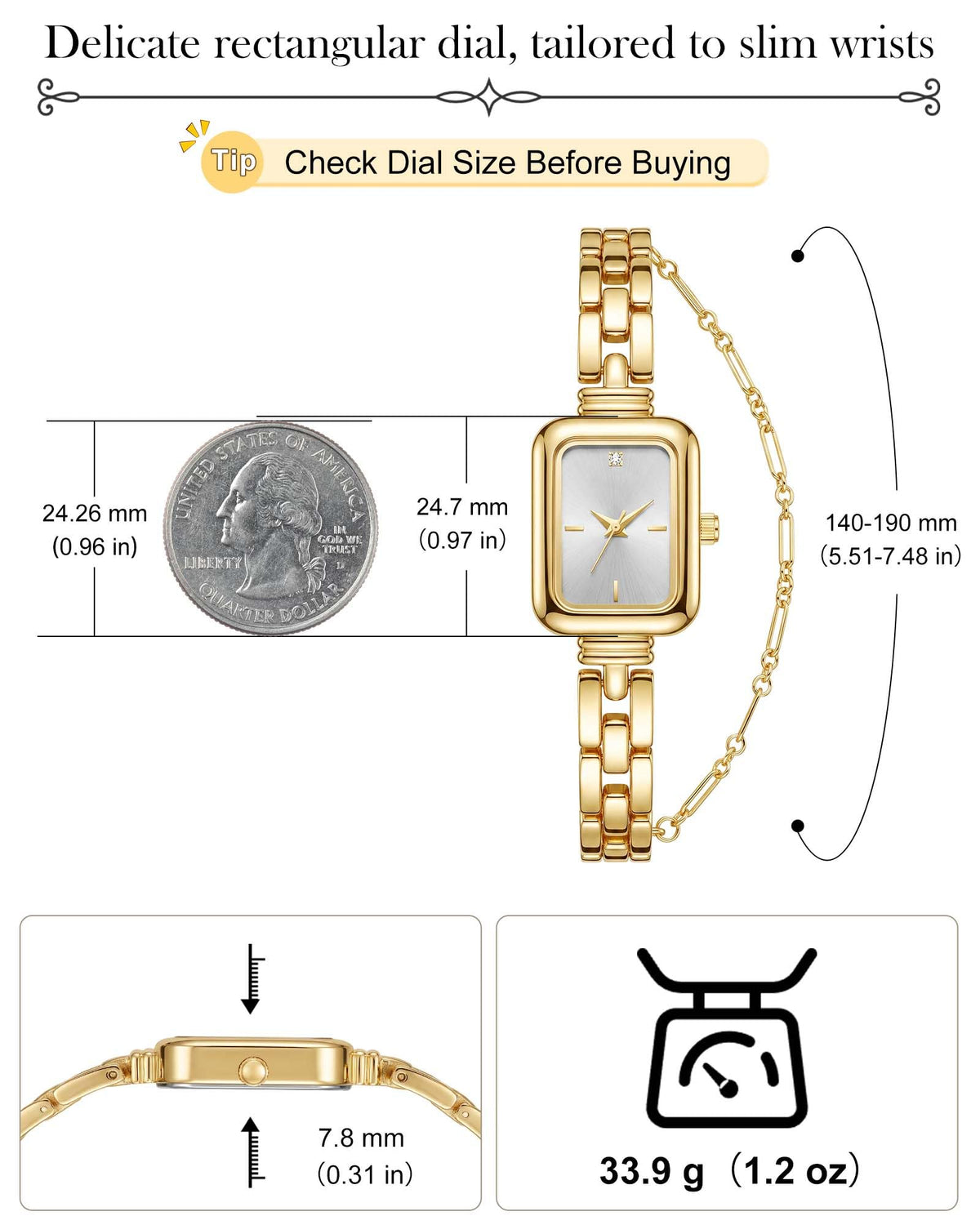 CIVO Dainty Womens Gold Watches Stacking Bracelet Watch - CIVO Official Imagery - 5