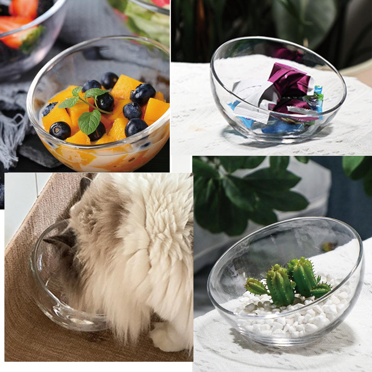 TOSSOW transparent glass set with 2 slanted tilted salads - T TOSSOW Official Imagery - 5