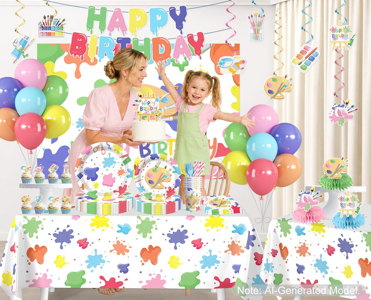 Xynic 211pcs Art Party Decorations Complete Tableware Set - Xynic Official Imagery - 4