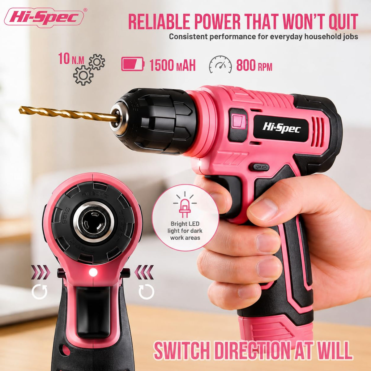 Hi Spec 8V Cordless Drill Set Starter Tool Kit for Women - Hi-Spec Official Imagery - 4