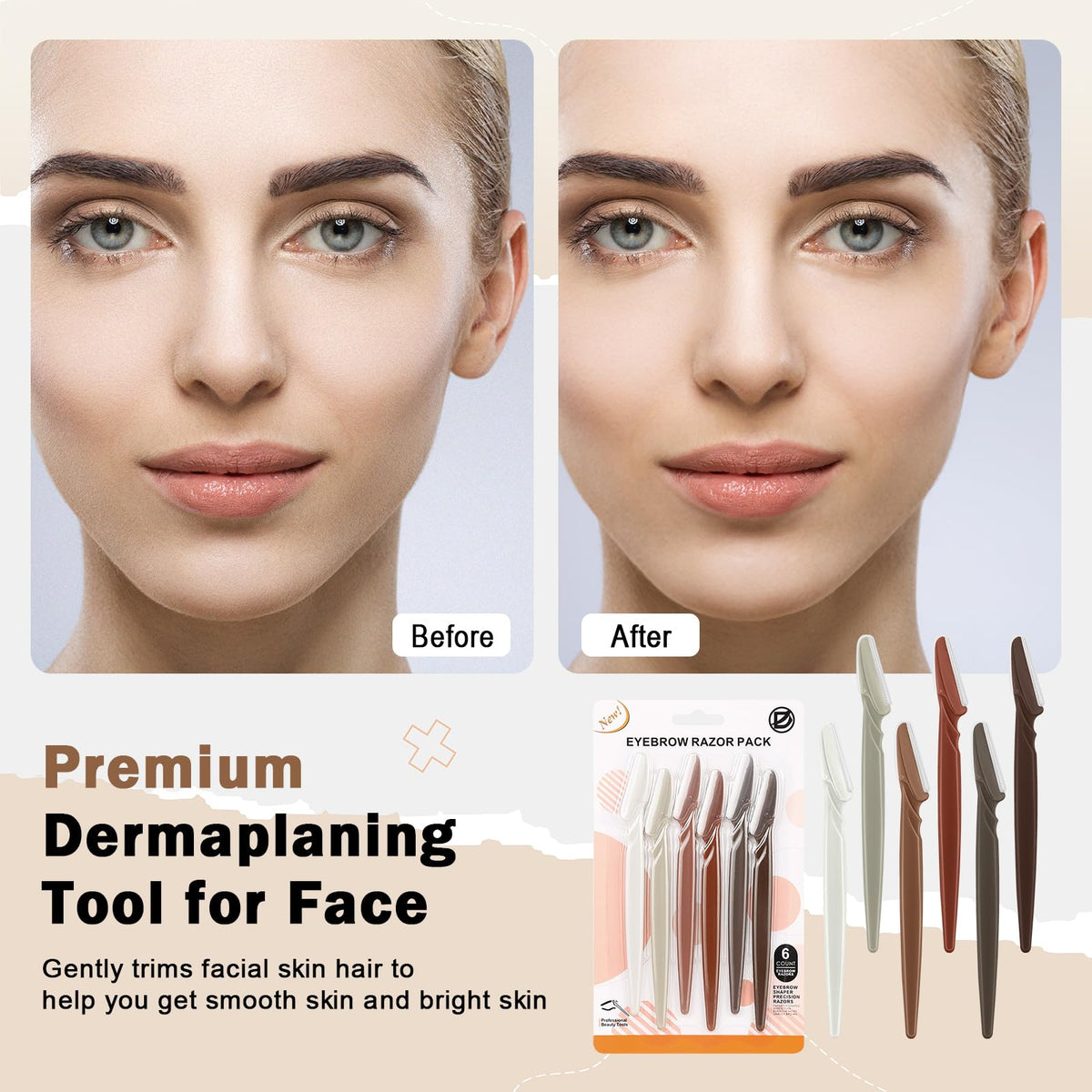 D 6 Pcs Face Razors for Women Eyebrow Razors and Dermaplane - D Official Product Imagery - 8