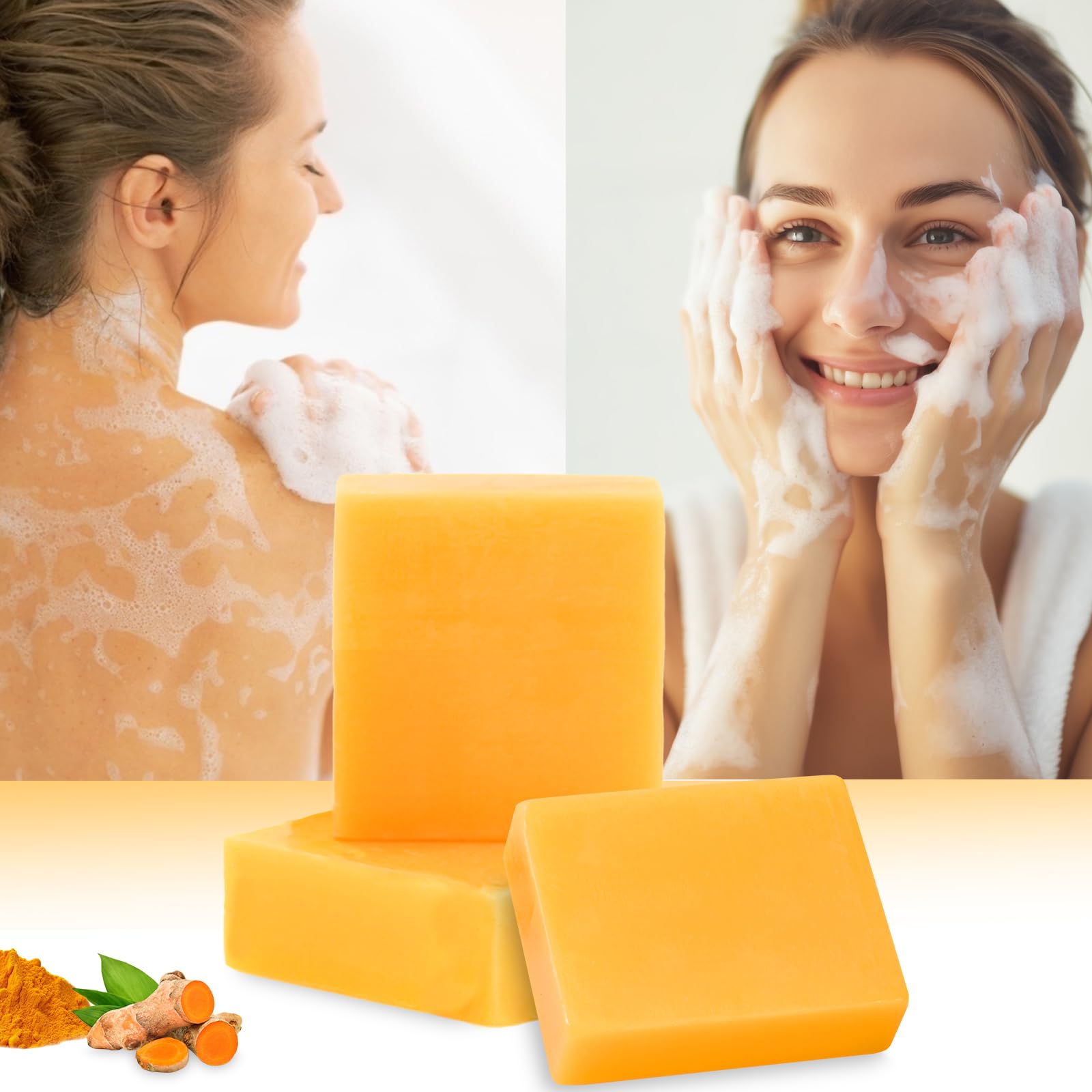 MR.A 3Packs Turmeric Soap Bar, Organic Tumeric Soap for Face and Body, Lemon - MR.A Official Product View 4