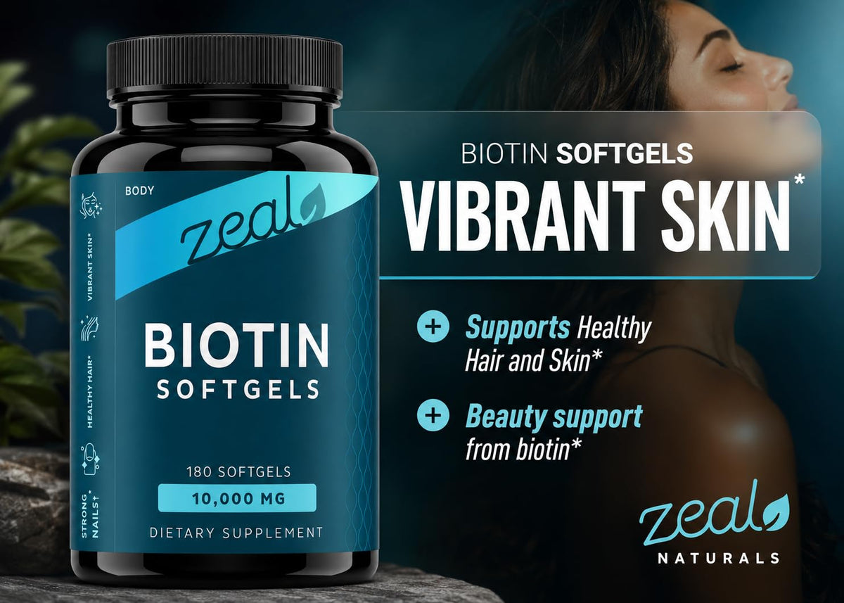Zeal Biotin 10000mcg Oil Softgels - Zeal Naturals Official Imagery - 5