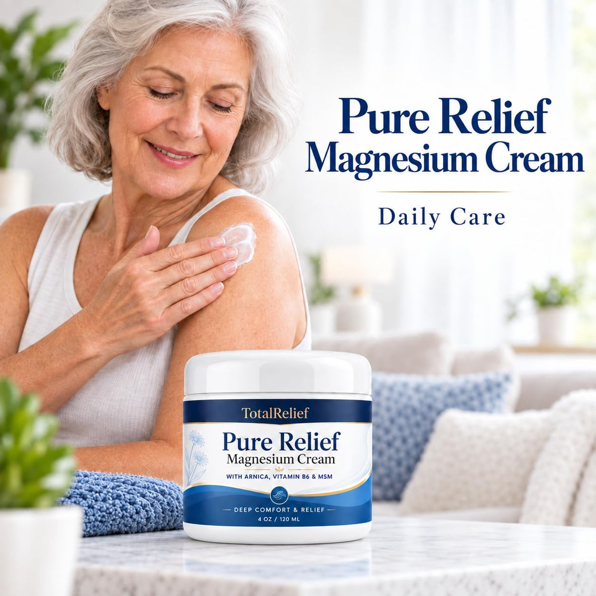 Pure Relief Magnesium Cream Contains Magnesium Msm Arnica - TotalRelief Official Imagery - 3