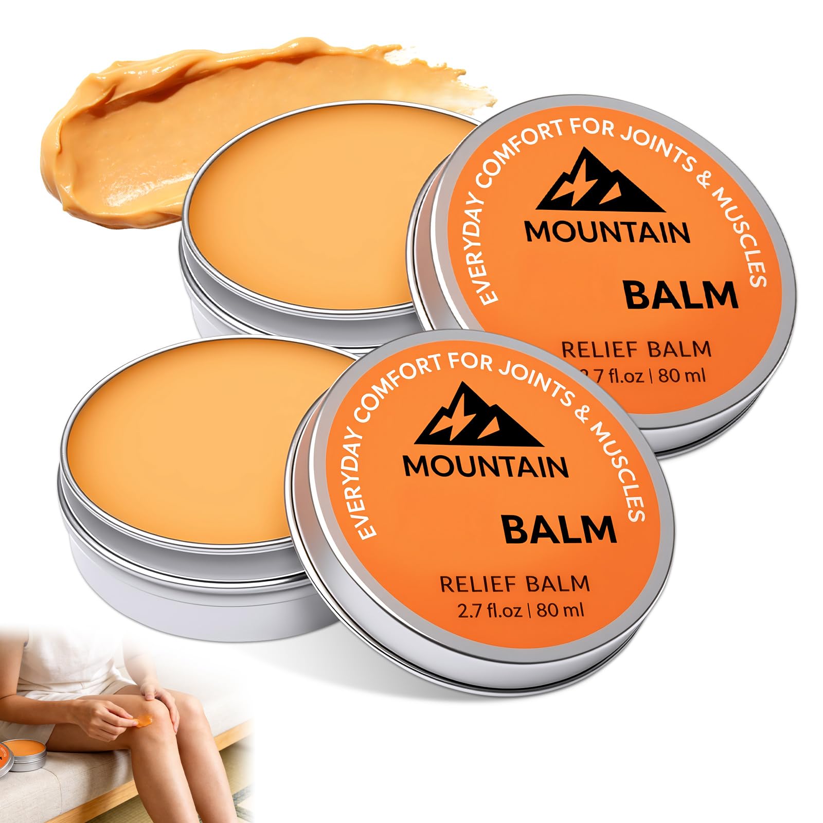 2PCS Mountain Relief Balm, Soothing Gel Cream for Knee, Foot, Back & Joint Relief, Fast Absorbing, Non-Greasy Formula 2.7fl oz