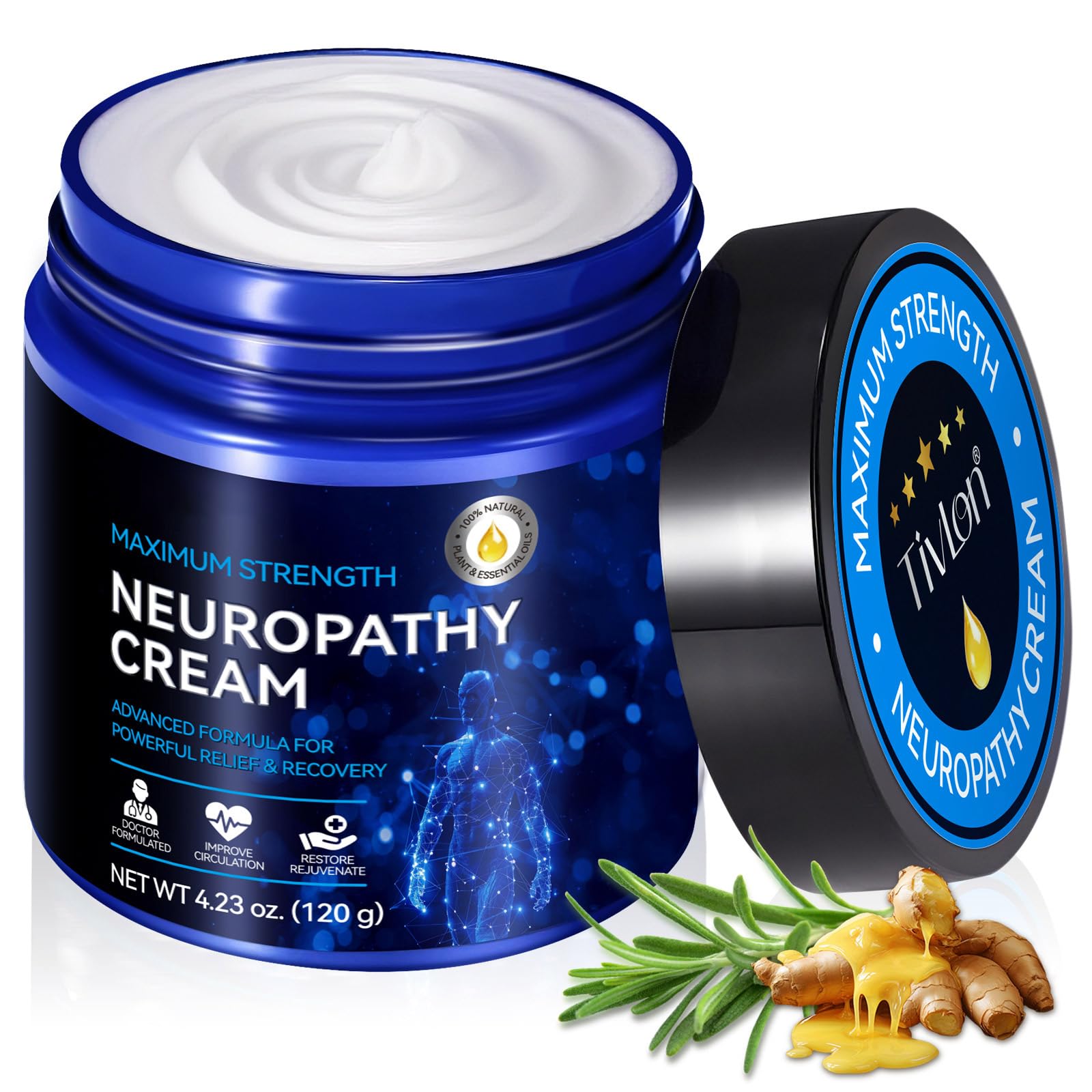 Neuropathy Cream Extra Strength 4.23Fl Oz, Nerve Relief Cream for Feet, Legs, Hands, Arms and Back, Deep Soothing and Moisturizing for Men & Women