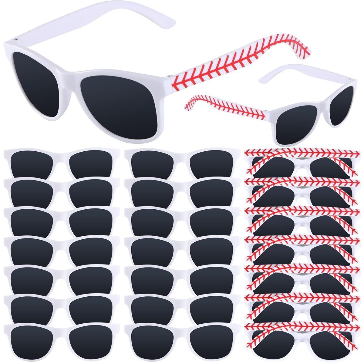 16 Pack Baseball Sunglasses Red White Sunglasses Bulk for - CHUNNIN Official Imagery - 1
