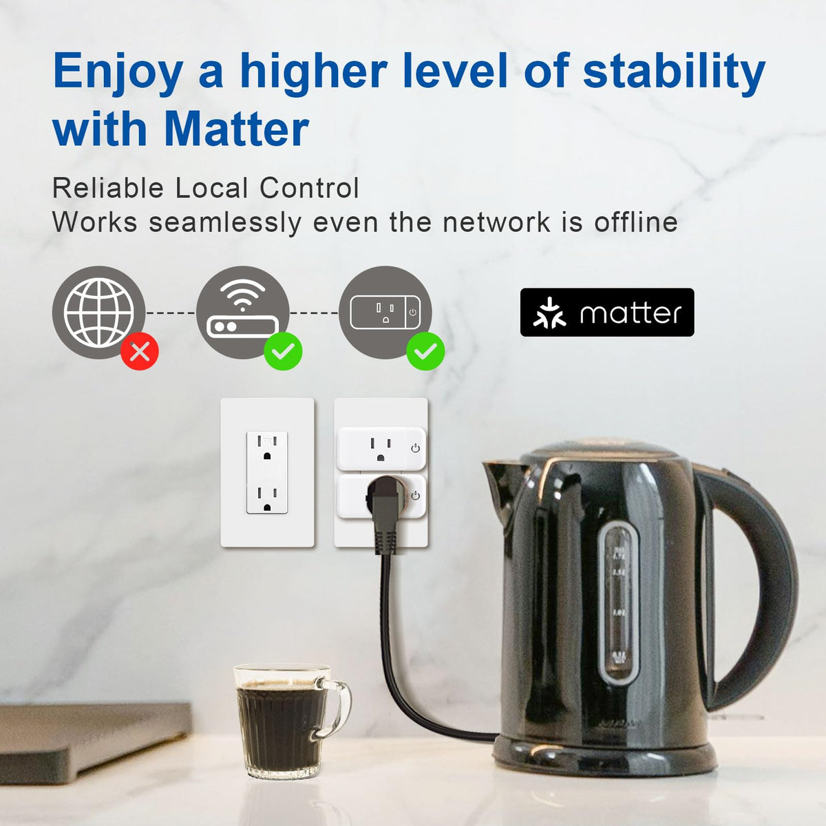Matter Smart Plug 15A HomeKit Siri Alexa Google 2 4G ETL FCC - junlit Official Imagery - 3