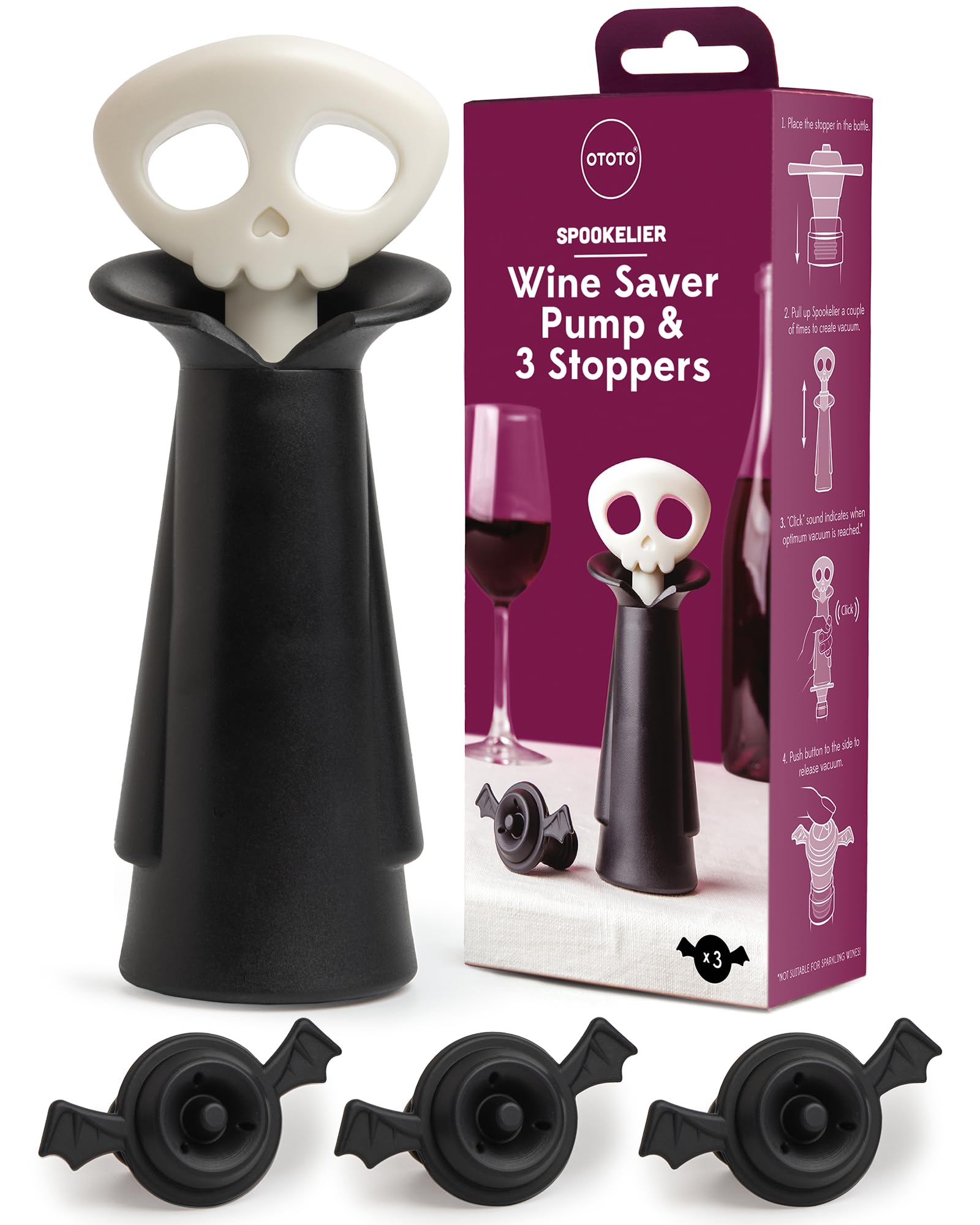 OTOTO 2 in 1 Wine Stopper & Pourer - Wine Cap, Wine Cork - Vampire, Ha - View 10