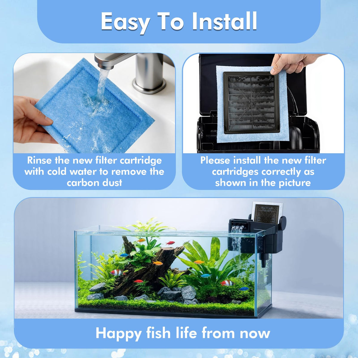 Aquarium Filter Cartridge Compatible with Aqua Tech 30 60 20 - Yonice Official Imagery - 7