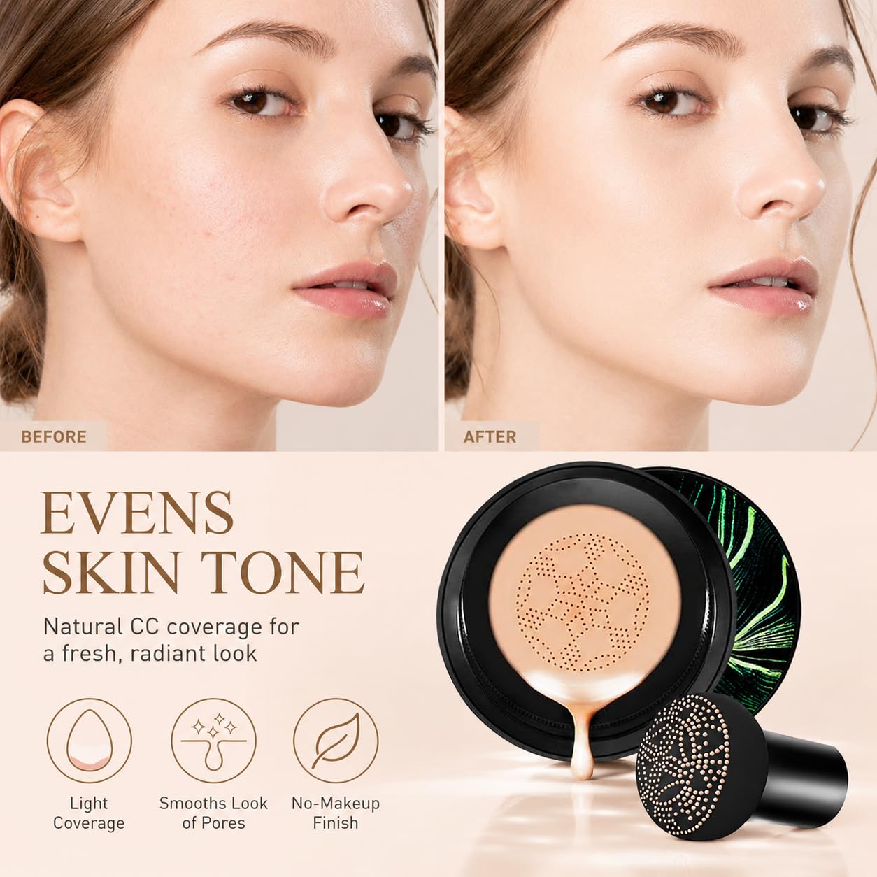 Moisture Cushion CC Cream with Mushroom Puff, Natural Color - Aurovida Official Product View 7
